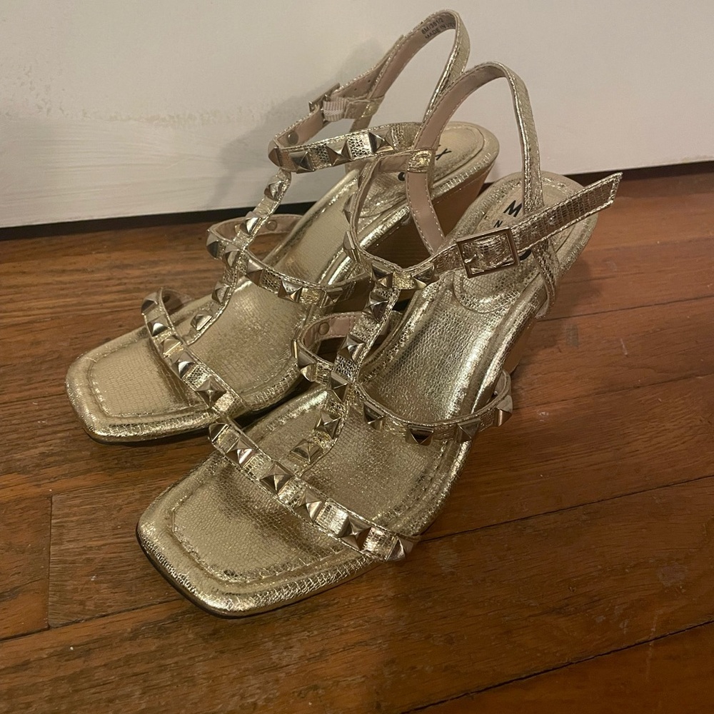 Gold Studded Wedge Heel Sandals